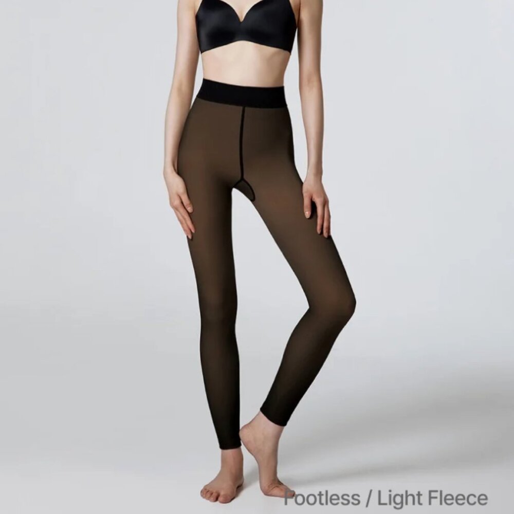 Verish Korean Brand WARM SEE THROUGH STOCKING 3.0 footless size M Light Fleece